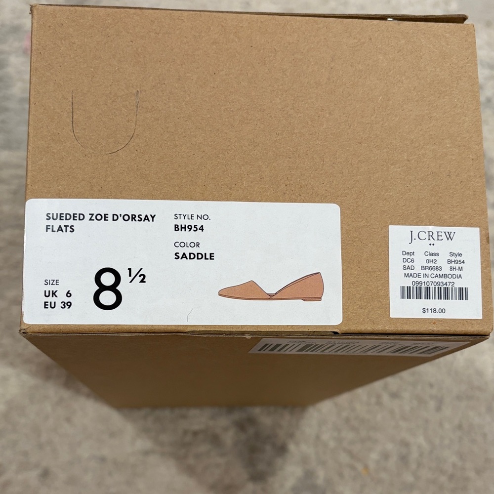 J.Crew Sueded Zoe D'Orsay Flats in Saddle Brown